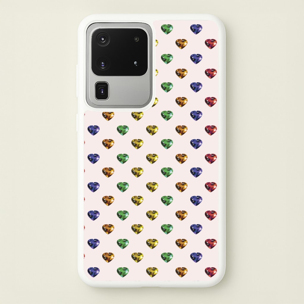 Rainbow Gem Hearts Pattern - Patterns Phone Case for Galaxy S20 Ultra