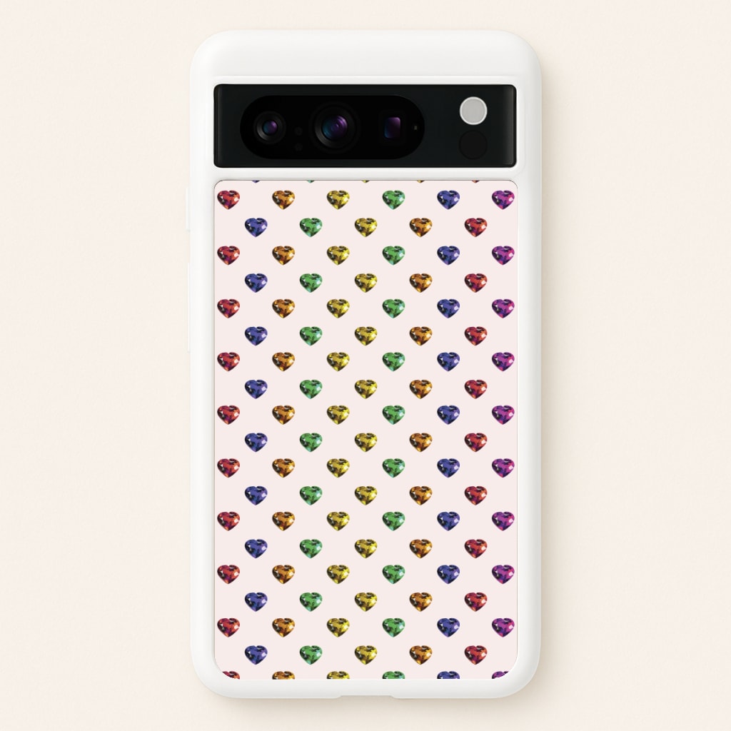 Rainbow Gem Hearts Pattern - Patterns Phone Case for Google Pixel 8 Pro