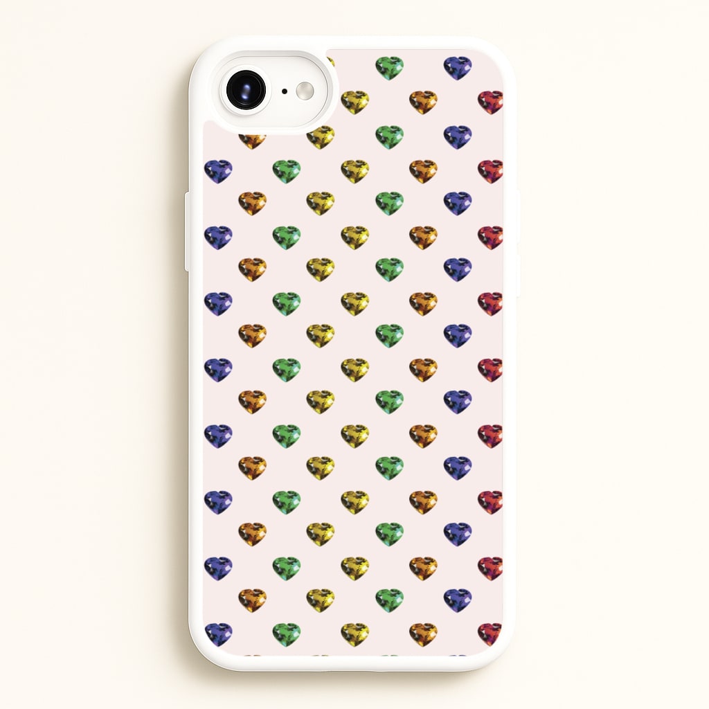 Rainbow Gem Hearts Pattern - Patterns Phone Case for iPhone 6 / 7 / 8 / SE