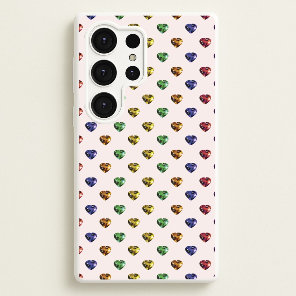 Rainbow Gem Hearts Pattern - Patterns Phone Case for Galaxy S25 Ultra