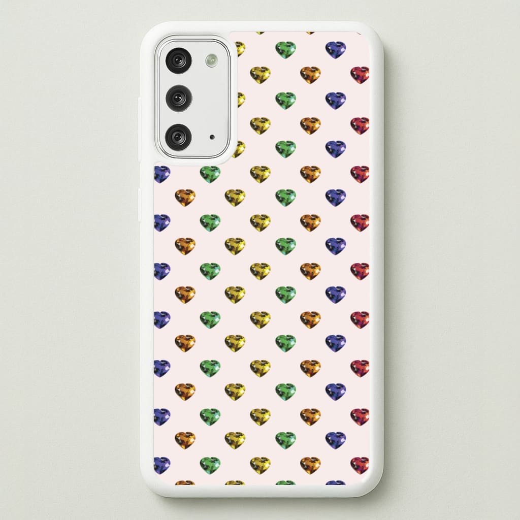 Rainbow Gem Hearts Pattern - Patterns Phone Case for Galaxy Note 20