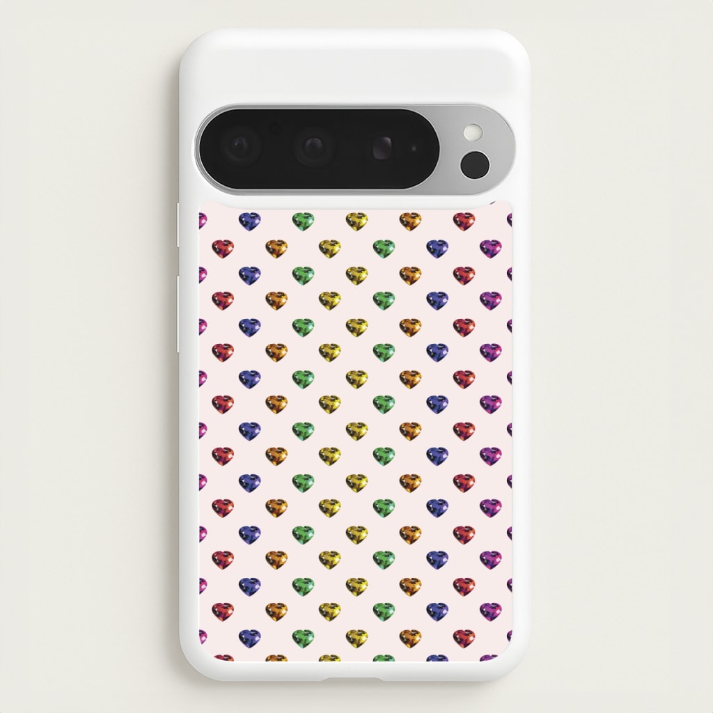Rainbow Gem Hearts Pattern - Patterns Phone Case for Google Pixel 9 Pro XL