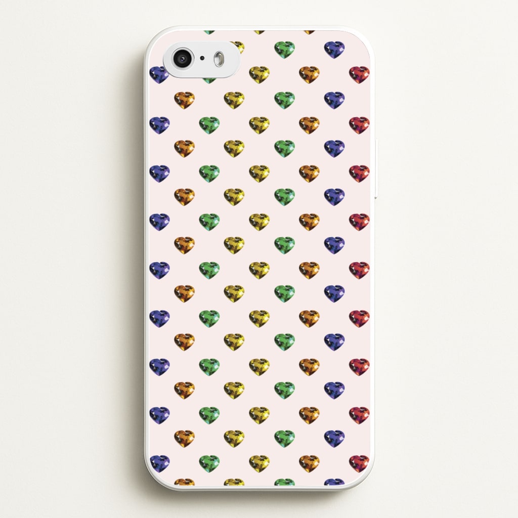 Rainbow Gem Hearts Pattern - Patterns Phone Case for iPhone 5 / 5s / SE 2016