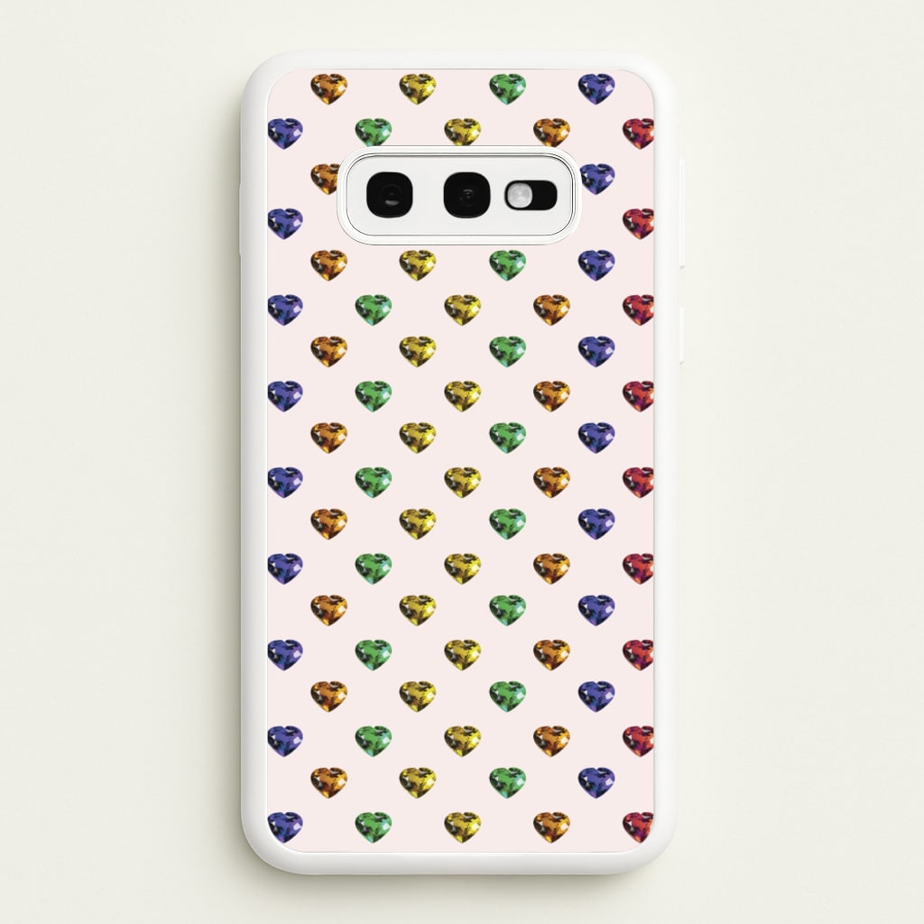 Rainbow Gem Hearts Pattern - Patterns Phone Case for Galaxy S10e