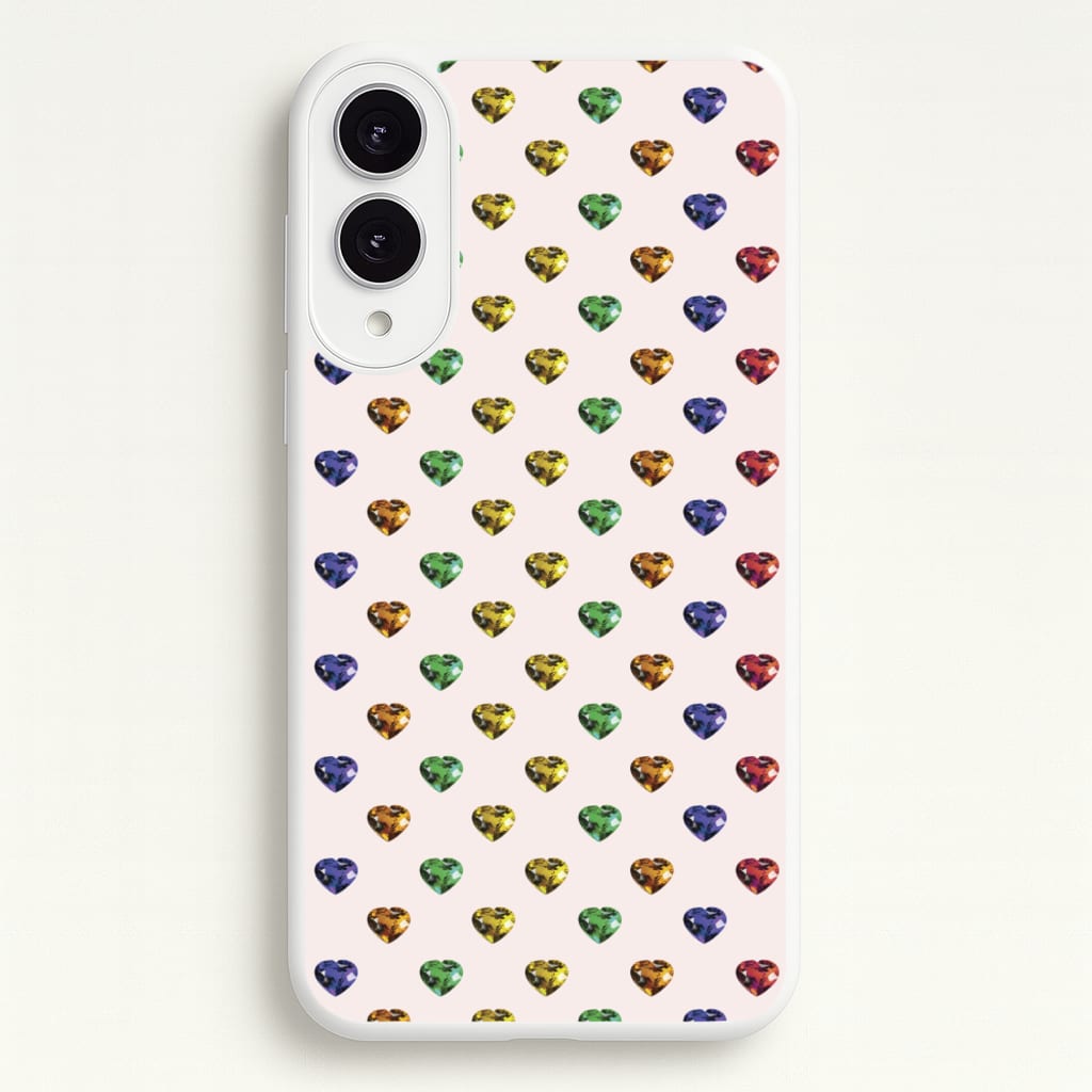 Rainbow Gem Hearts Pattern - Patterns Phone Case for Galaxy S25 Edge