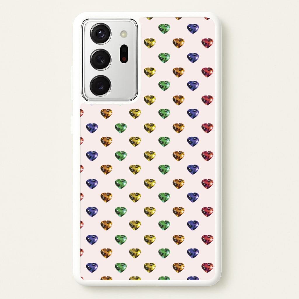 Rainbow Gem Hearts Pattern - Patterns Phone Case for Galaxy Note 20 Ultra