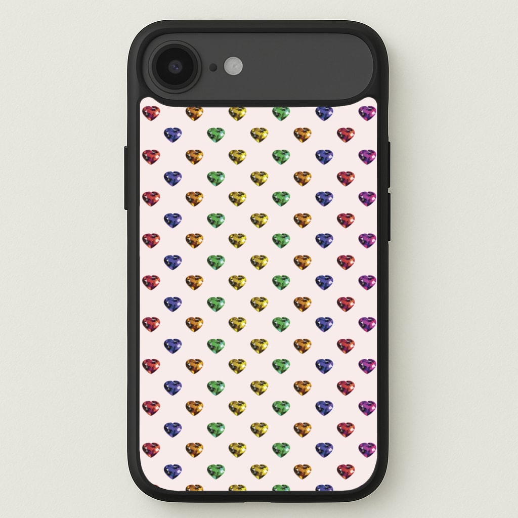 Rainbow Gem Hearts Pattern Phone Case for iPhone 17 Air