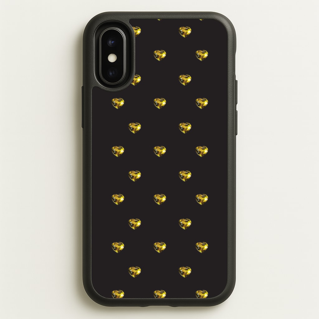 Gold Gem Hearts Pattern - Patterns Phone Case for iPhone X / XS