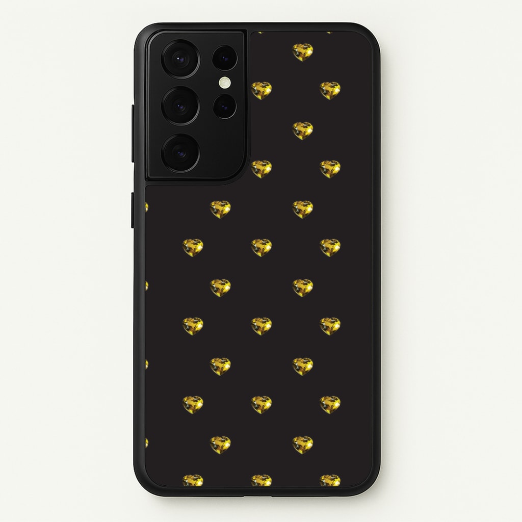 Gold Gem Hearts Pattern - Patterns Phone Case for Galaxy S21 Ultra
