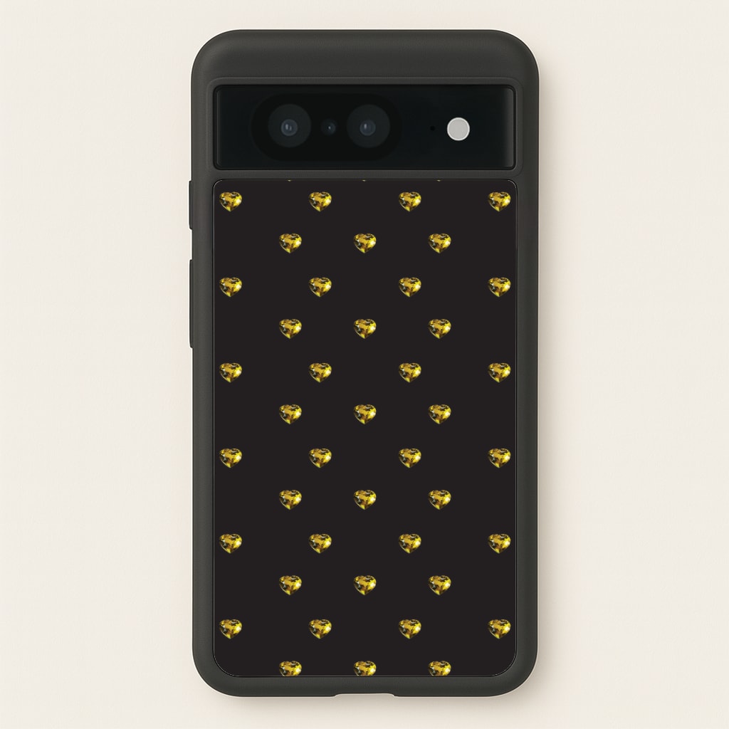 Gold Gem Hearts Pattern - Patterns Phone Case for Google Pixel 8