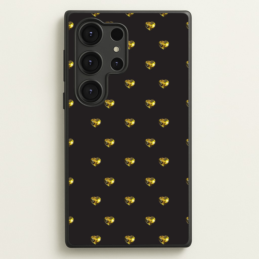 Gold Gem Hearts Pattern - Patterns Phone Case for Galaxy S25 Ultra