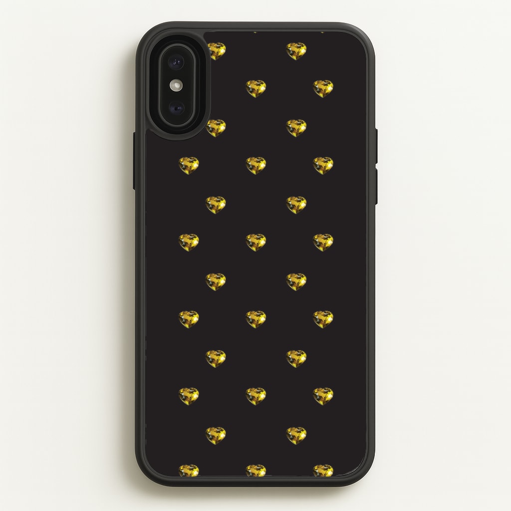 Gold Gem Hearts Pattern - Patterns Phone Case for iPhone XS Max
