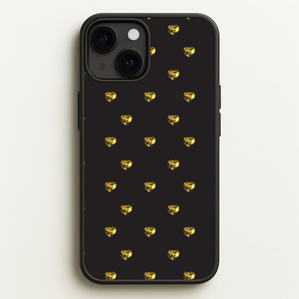 Gold Gem Hearts Pattern - Patterns Phone Case for iPhone 13 Mini