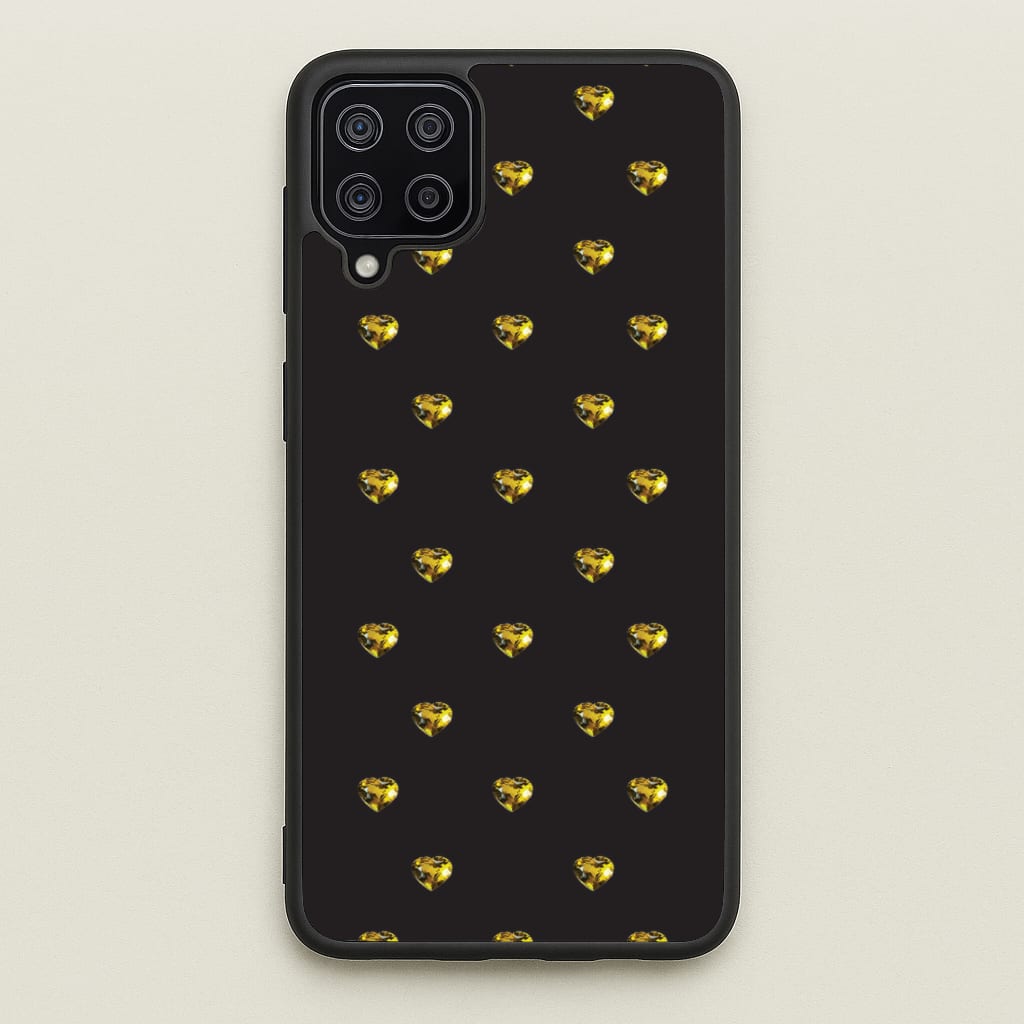 Gold Gem Hearts Pattern - Patterns Phone Case for Galaxy A12