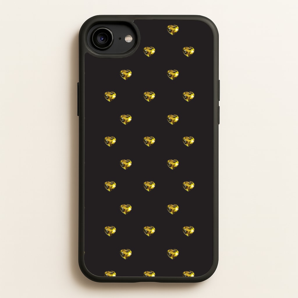 Gold Gem Hearts Pattern - Patterns Phone Case for iPhone 6 / 7 / 8 / SE