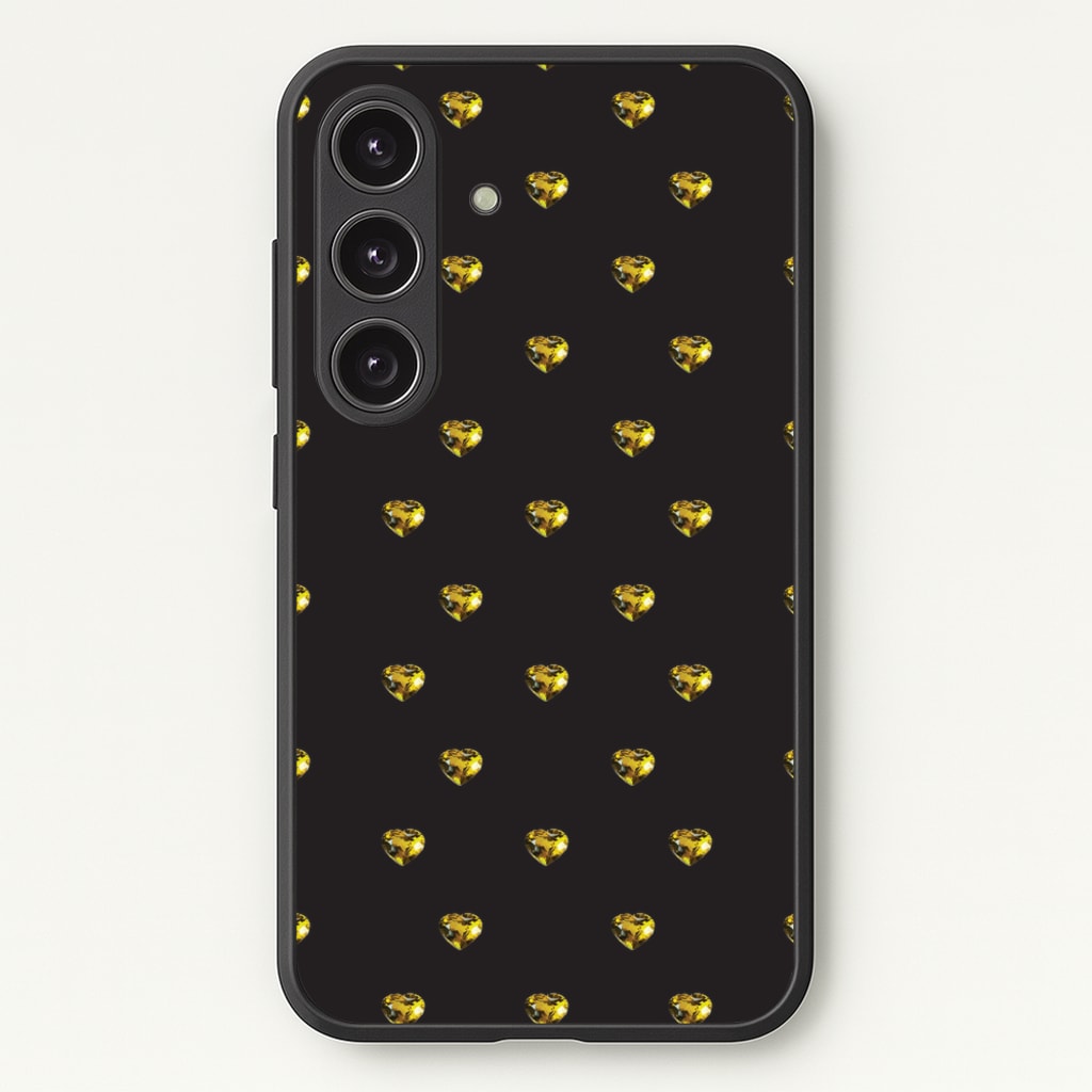 Gold Gem Hearts Pattern - Patterns Phone Case for Galaxy S25 Plus