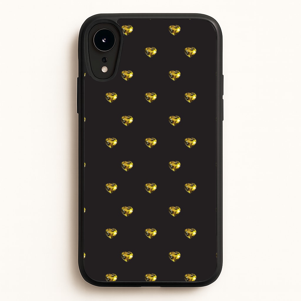 Gold Gem Hearts Pattern - Patterns Phone Case for iPhone XR