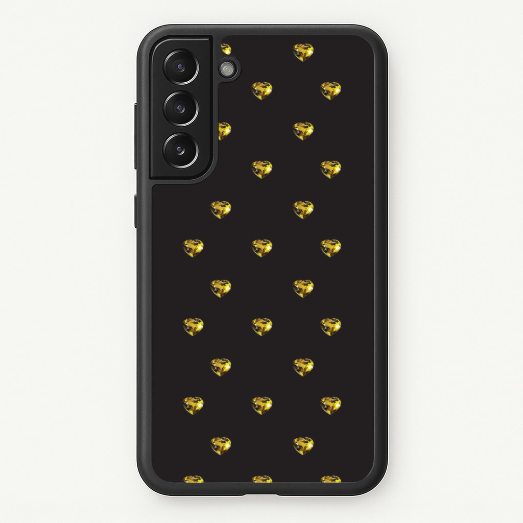 Gold Gem Hearts Pattern - Patterns Phone Case for Galaxy S21FE