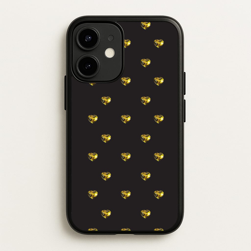 Gold Gem Hearts Pattern - Patterns Phone Case for iPhone 12 / 12 Pro