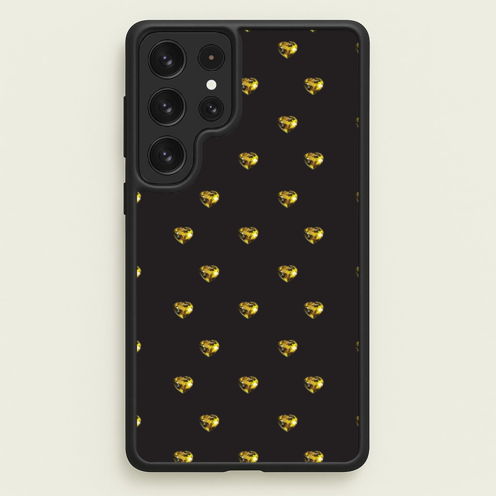 Gold Gem Hearts Pattern - Patterns Phone Case for Galaxy S23 Ultra