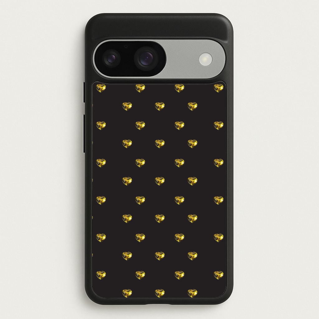 Gold Gem Hearts Pattern - Patterns Phone Case for Google Pixel 9 / 9 Pro