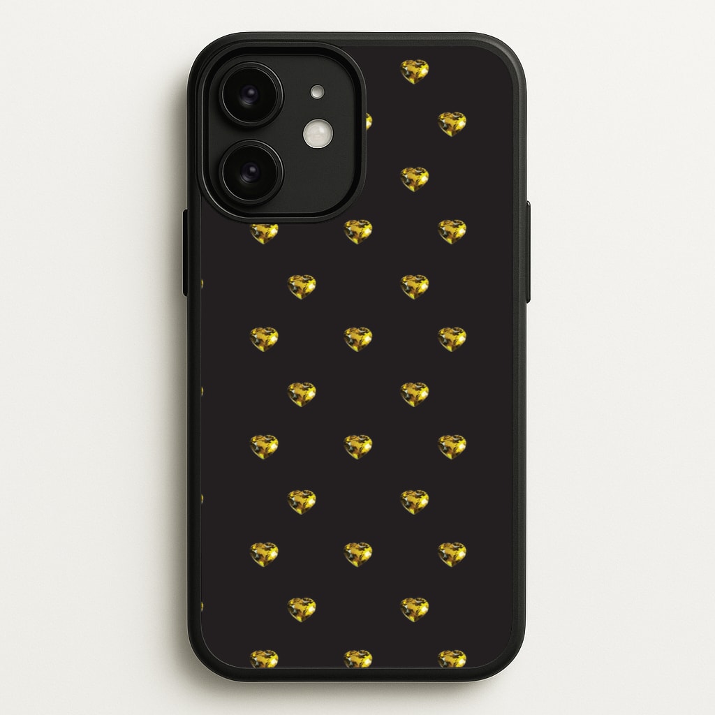 Gold Gem Hearts Pattern - Patterns Phone Case for iPhone 11