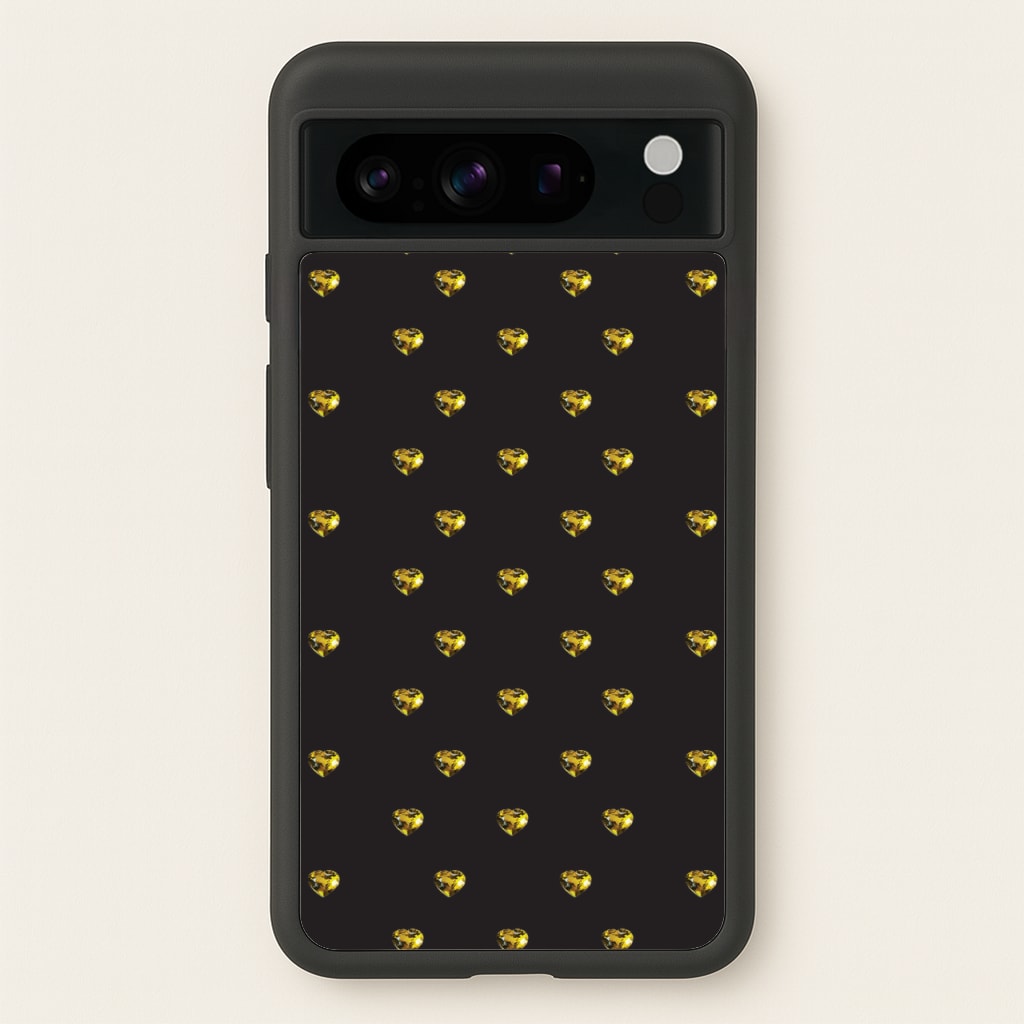 Gold Gem Hearts Pattern - Patterns Phone Case for Google Pixel 8 Pro