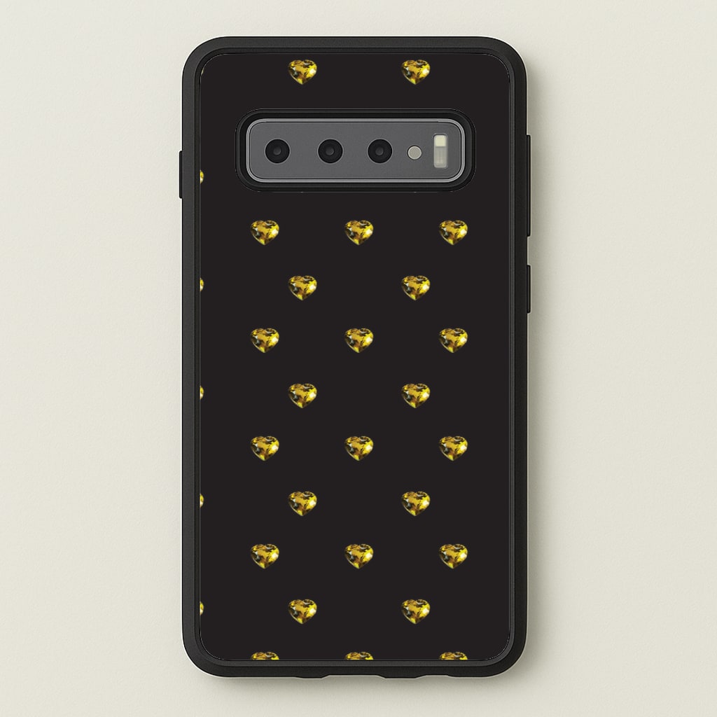 Gold Gem Hearts Pattern - Patterns Phone Case for Galaxy S10 Plus