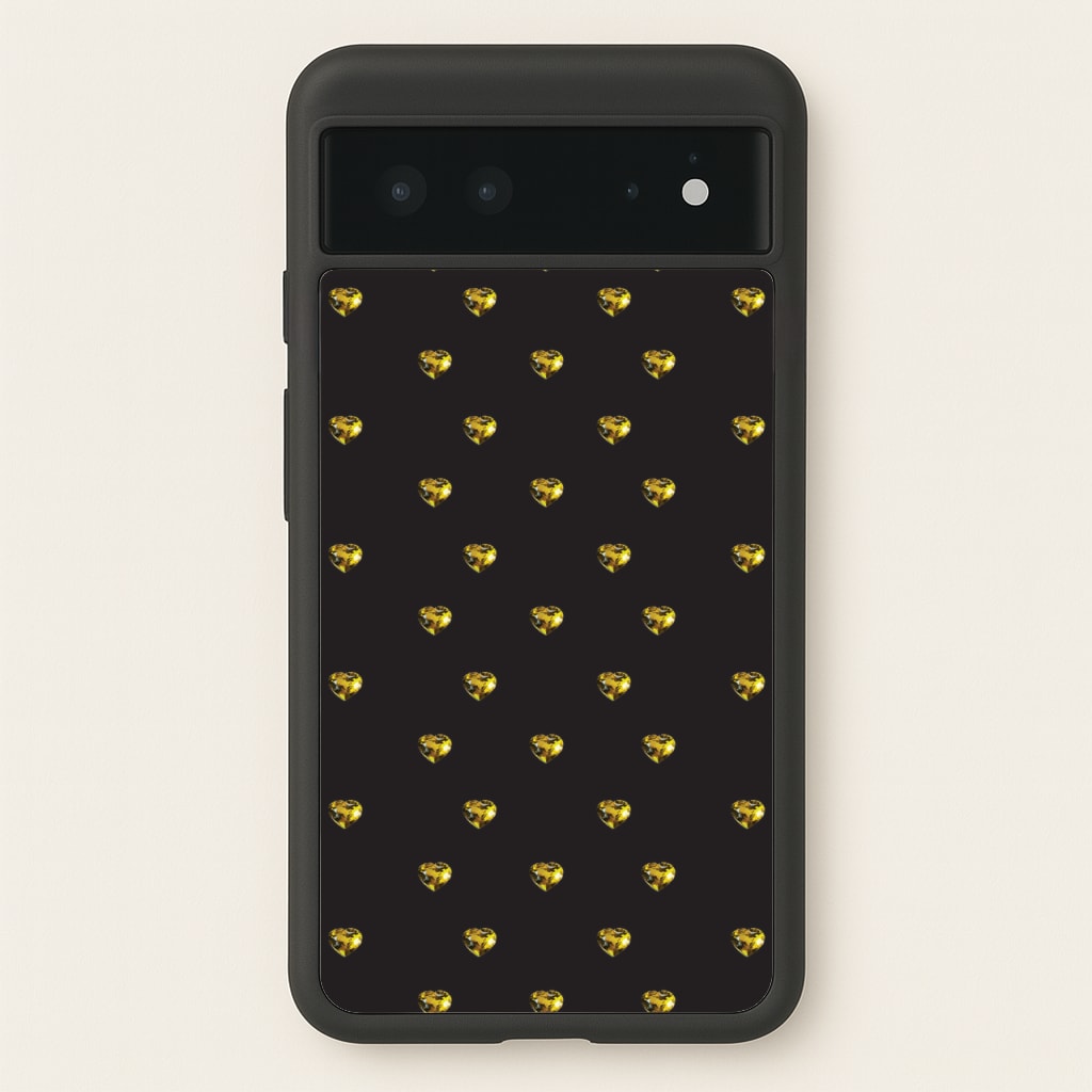 Gold Gem Hearts Pattern - Patterns Phone Case for Google Pixel 6