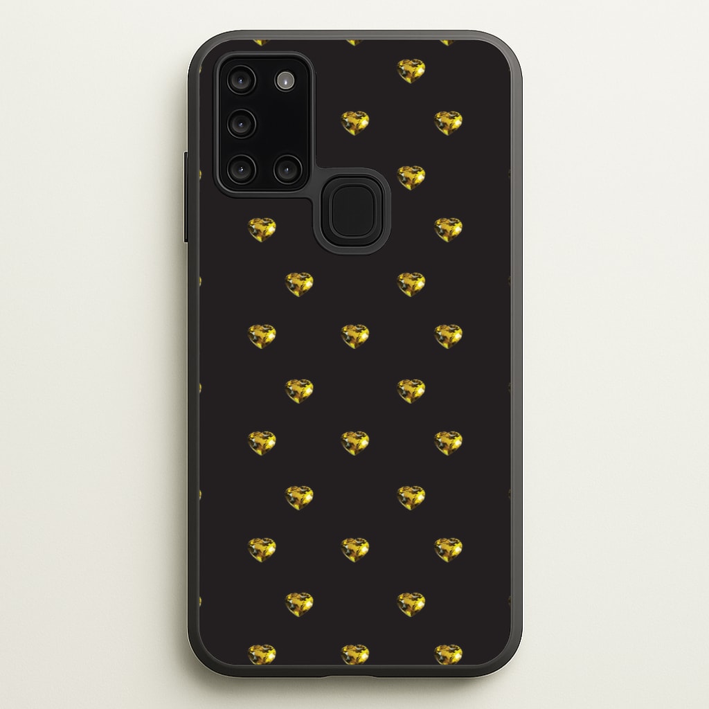 Gold Gem Hearts Pattern - Patterns Phone Case for Galaxy A21s