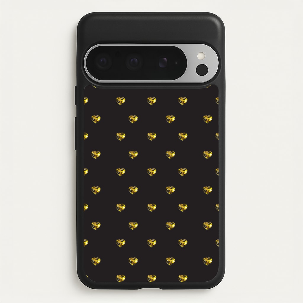 Gold Gem Hearts Pattern - Patterns Phone Case for Google Pixel 9 Pro XL