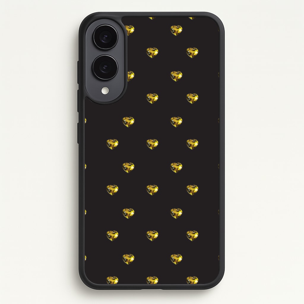 Gold Gem Hearts Pattern - Patterns Phone Case for Galaxy S25 Edge
