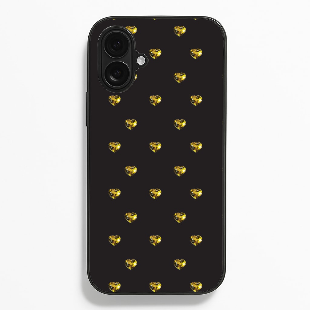 Gold Gem Hearts Pattern Phone Case