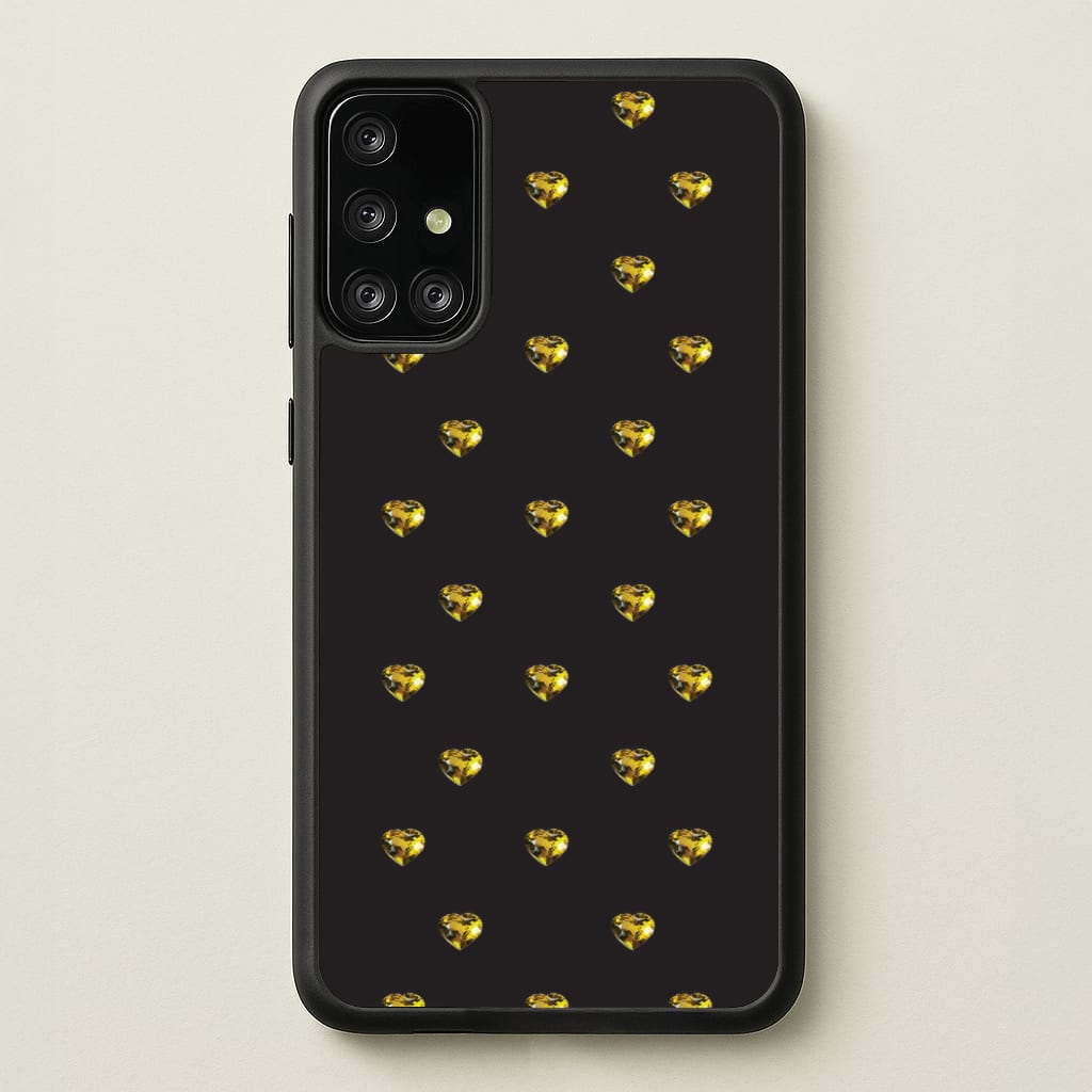 Gold Gem Hearts Pattern - Patterns Phone Case for Galaxy A71
