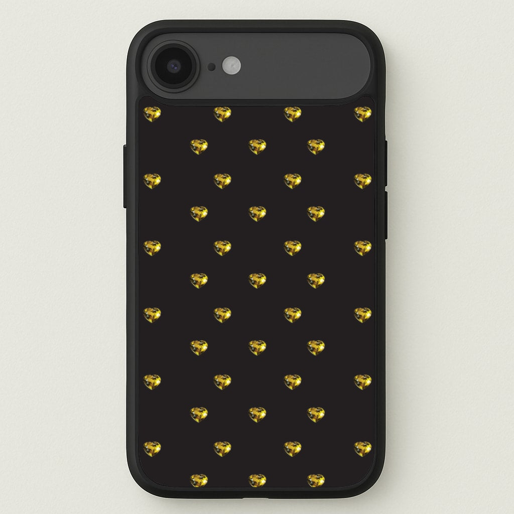 Gold Gem Hearts Pattern Phone Case for iPhone 17 Air
