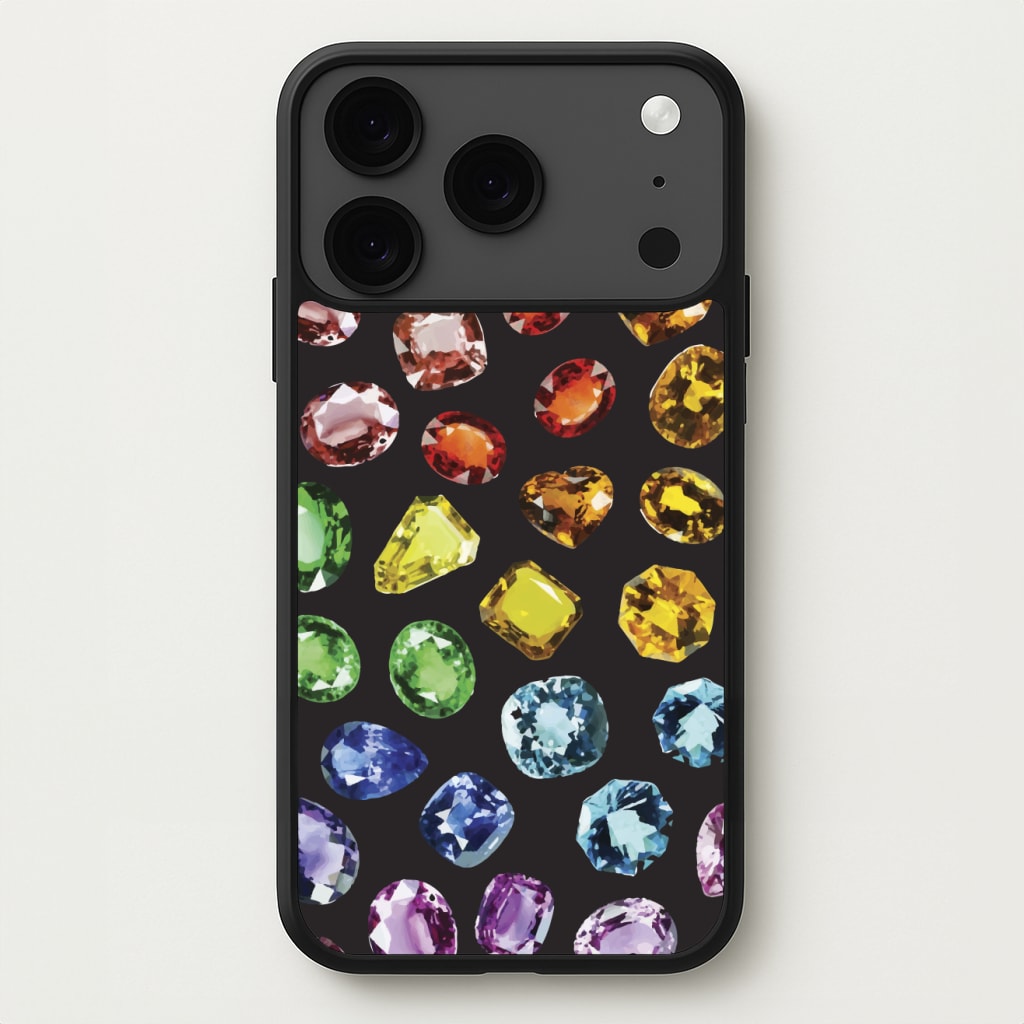 Rainbow Gems Assortment Pattern Phone Case for iPhone 17 Pro Max