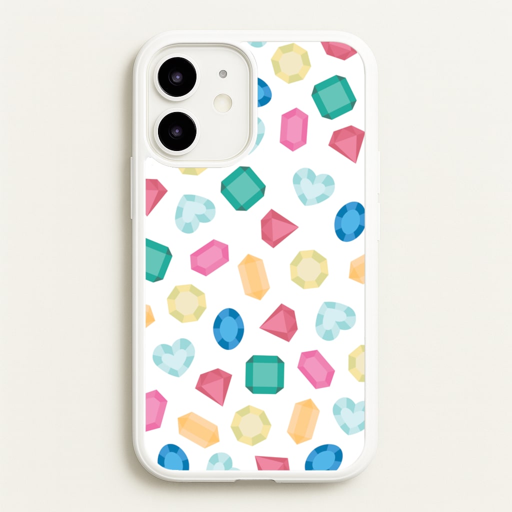 Cartoon Multicoloured Gems Pattern - Patterns Phone Case for iPhone 12 Mini