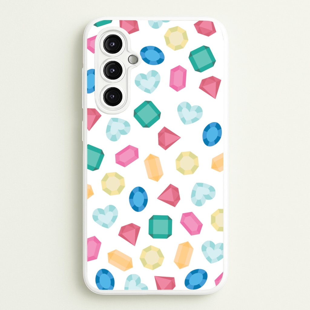 Cartoon Multicoloured Gems Pattern - Patterns Phone Case for Galaxy A14
