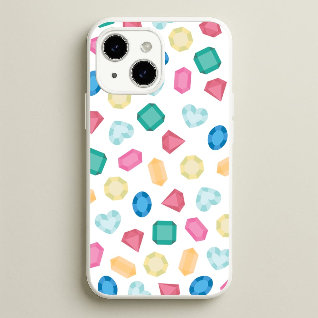 Cartoon Multicoloured Gems Pattern - Patterns Phone Case for iPhone 14 Plus