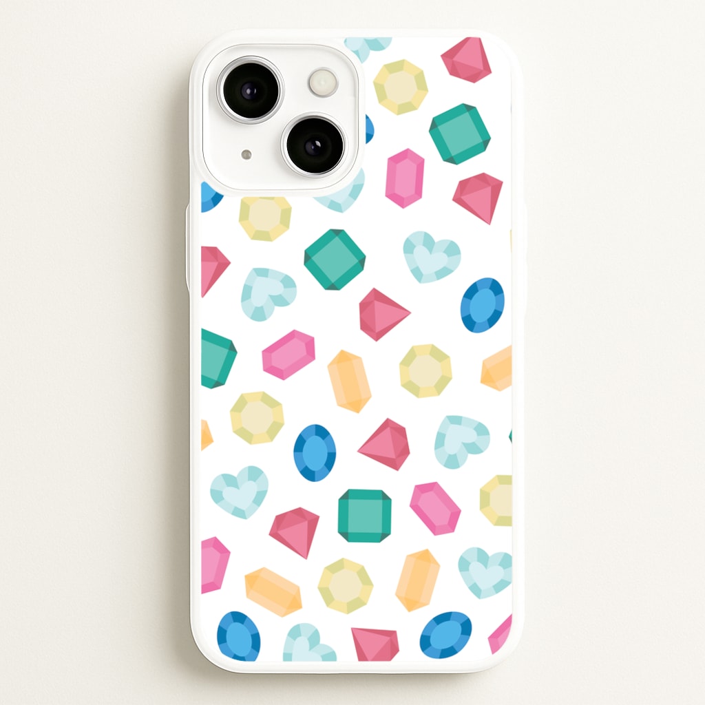 Cartoon Multicoloured Gems Pattern - Patterns Phone Case for iPhone 13 Mini