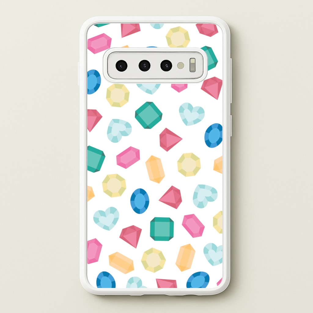 Cartoon Multicoloured Gems Pattern - Patterns Phone Case for Galaxy S10
