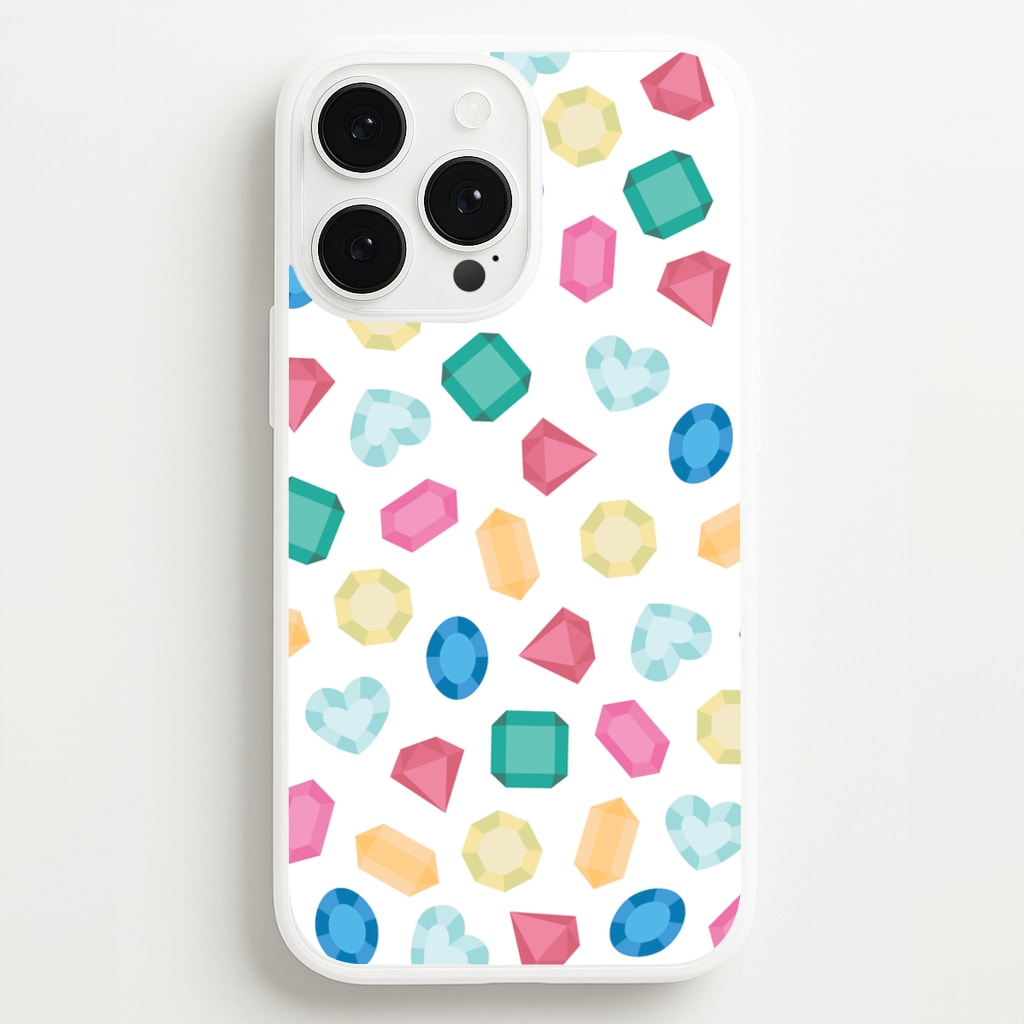 Cartoon Multicoloured Gems Pattern - Patterns Phone Case for iPhone 13 Pro Max