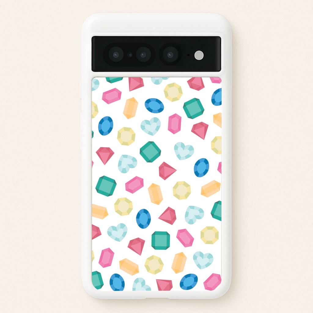 Cartoon Multicoloured Gems Pattern - Patterns Phone Case for Google Pixel 7 Pro