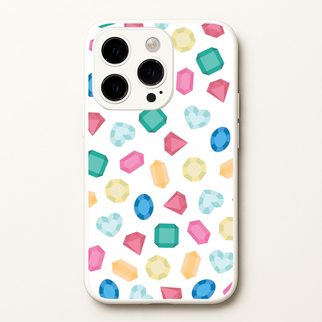 Cartoon Multicoloured Gems Pattern - Patterns Phone Case for iPhone 15 Pro