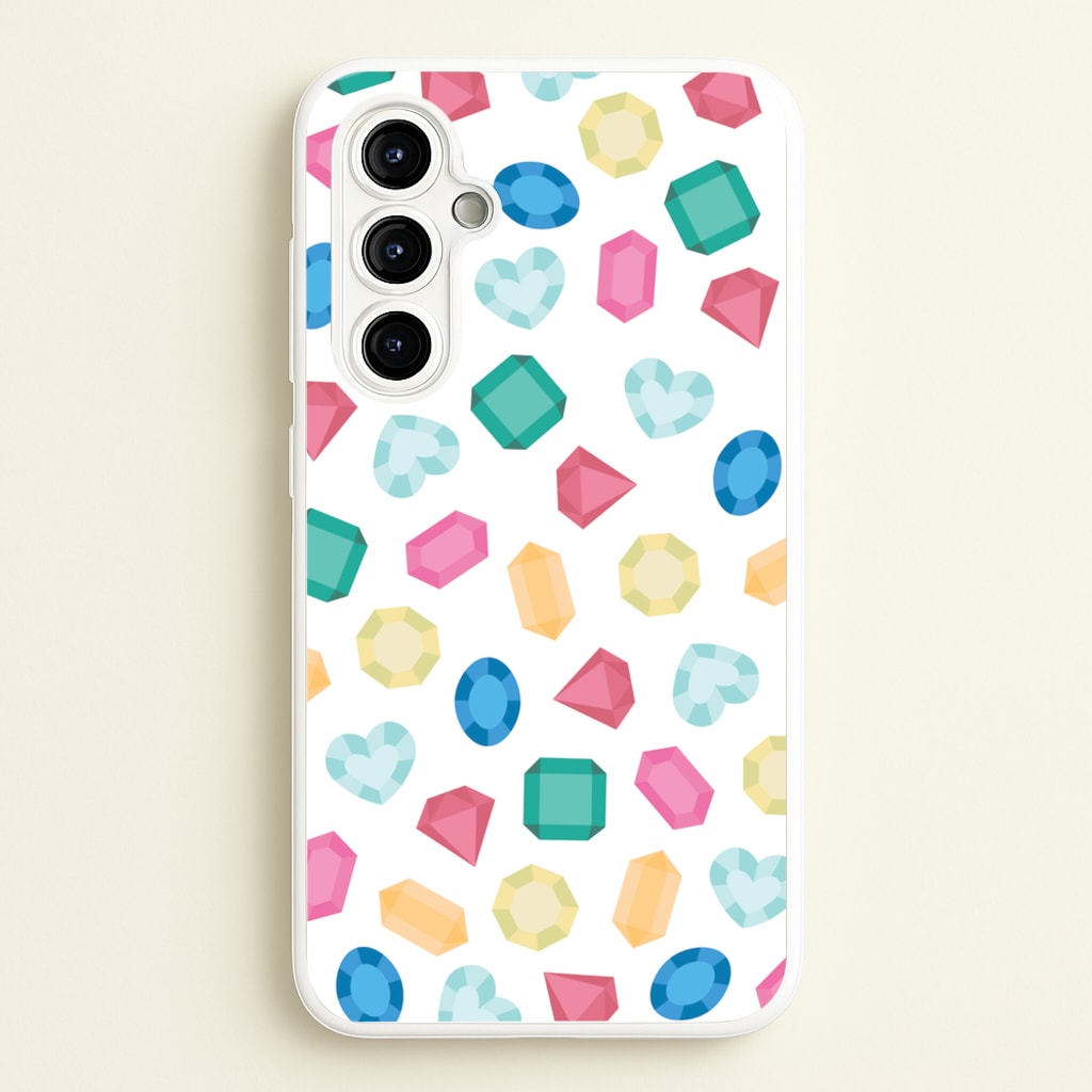 Cartoon Multicoloured Gems Pattern - Patterns Phone Case for Galaxy A54