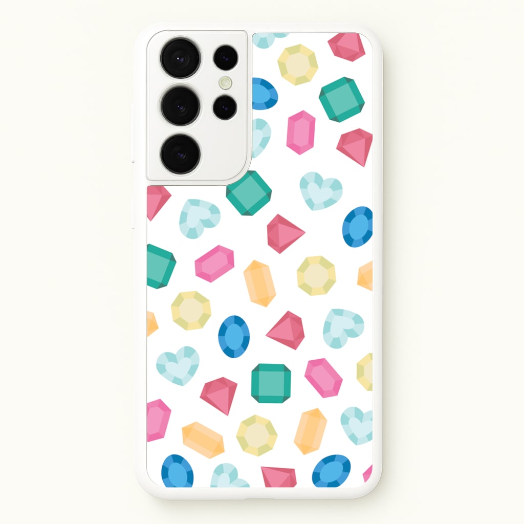 Cartoon Multicoloured Gems Pattern - Patterns Phone Case for Galaxy S21 Ultra