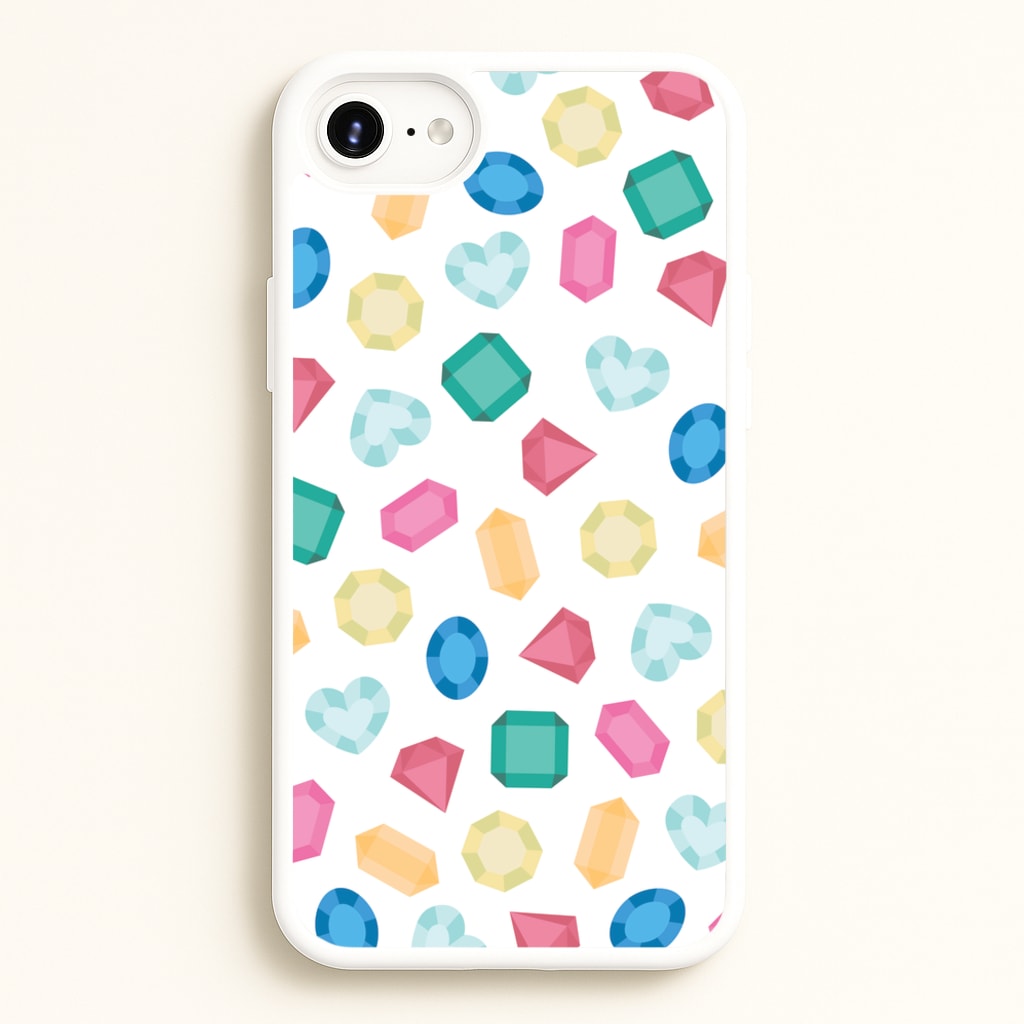 Cartoon Multicoloured Gems Pattern - Patterns Phone Case for iPhone 6 / 7 / 8 / SE