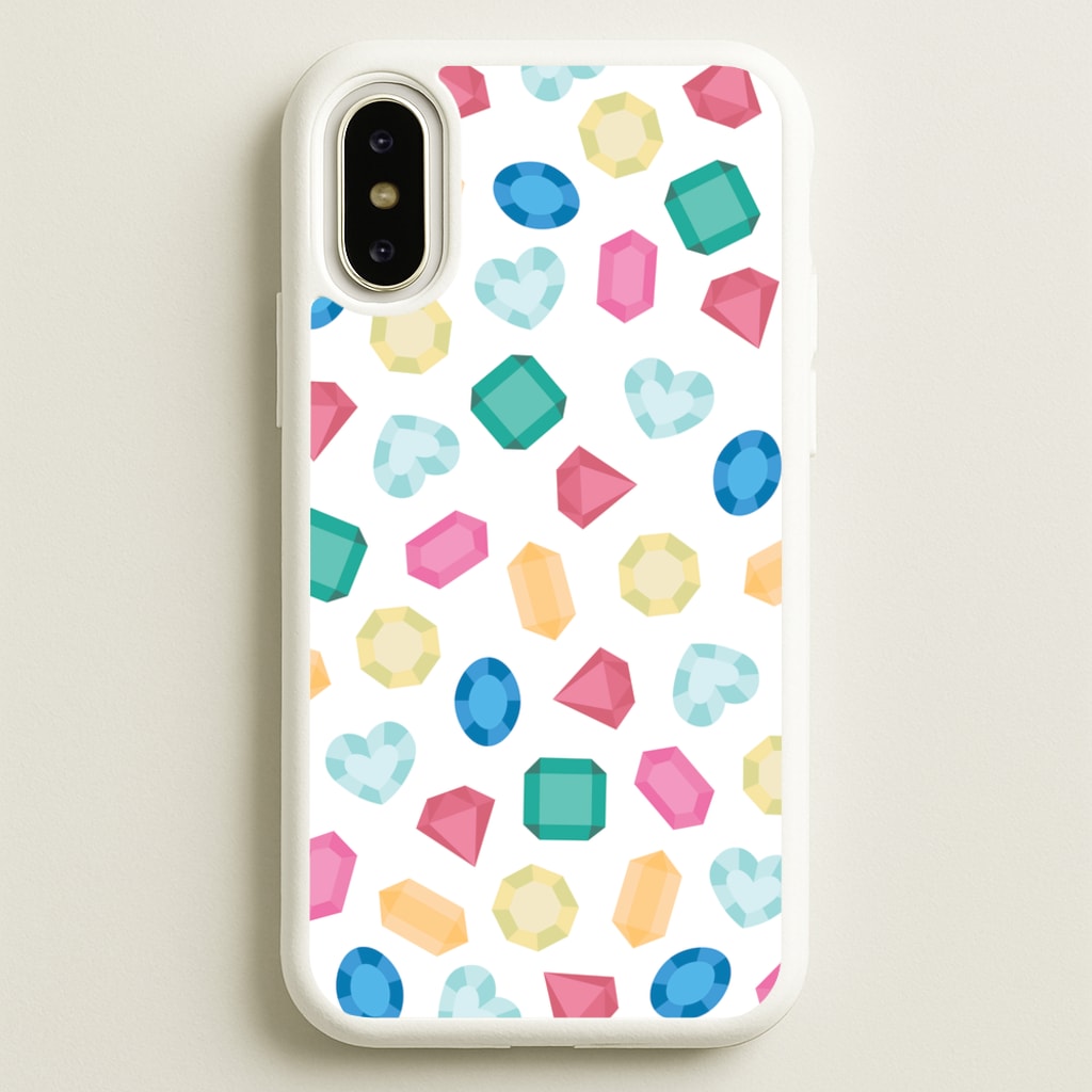 Cartoon Multicoloured Gems Pattern - Patterns Phone Case for iPhone X / XS