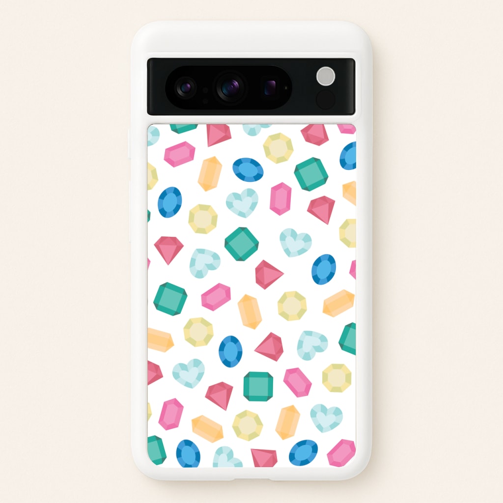 Cartoon Multicoloured Gems Pattern - Patterns Phone Case for Google Pixel 8 Pro