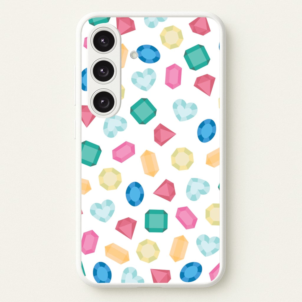 Cartoon Multicoloured Gems Pattern - Patterns Phone Case for Galaxy S24FE